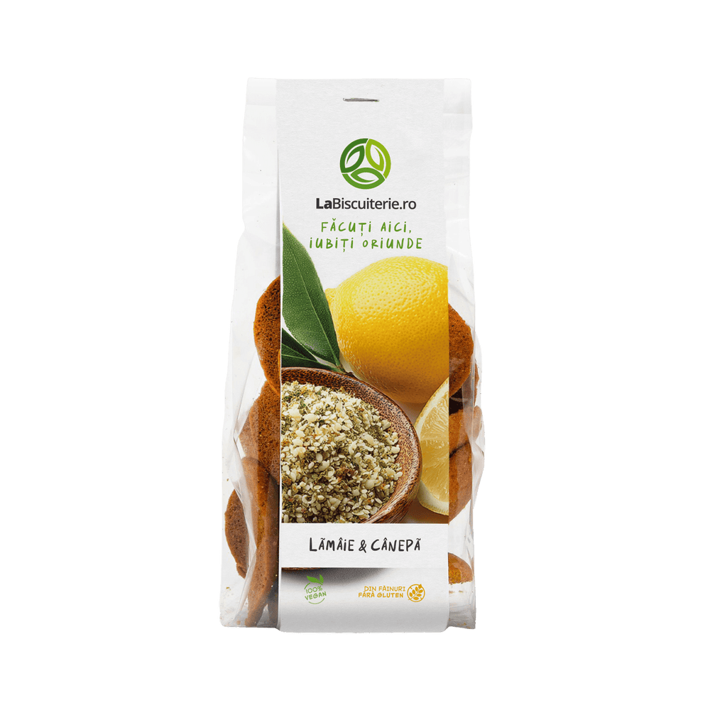 Biscuiţi fără gluten cu lămâie şi cânepă 120g