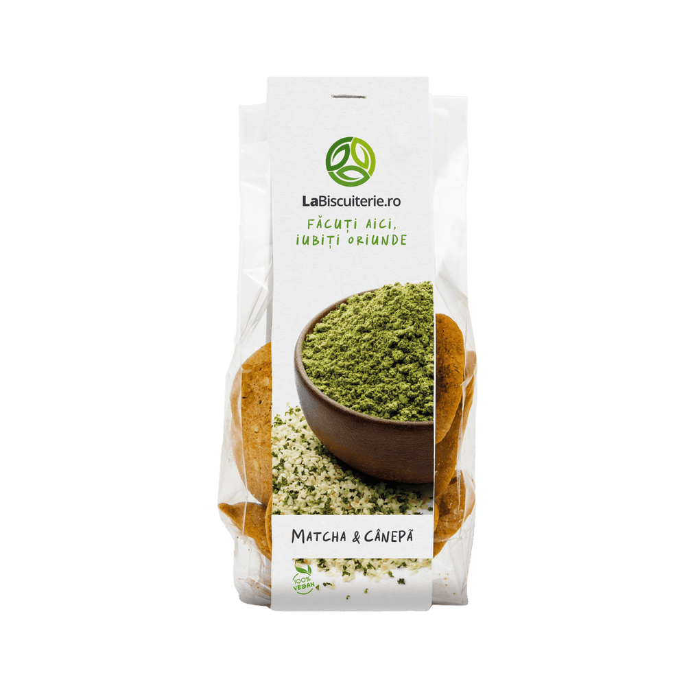 Biscuiţi vegani cu matcha şi cânepă 120g