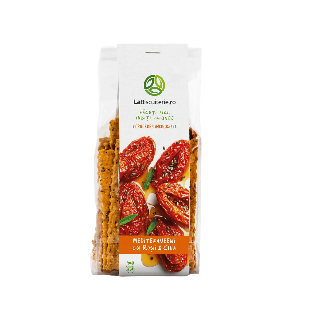 Crackers mediteraneeni cu roșii și chia