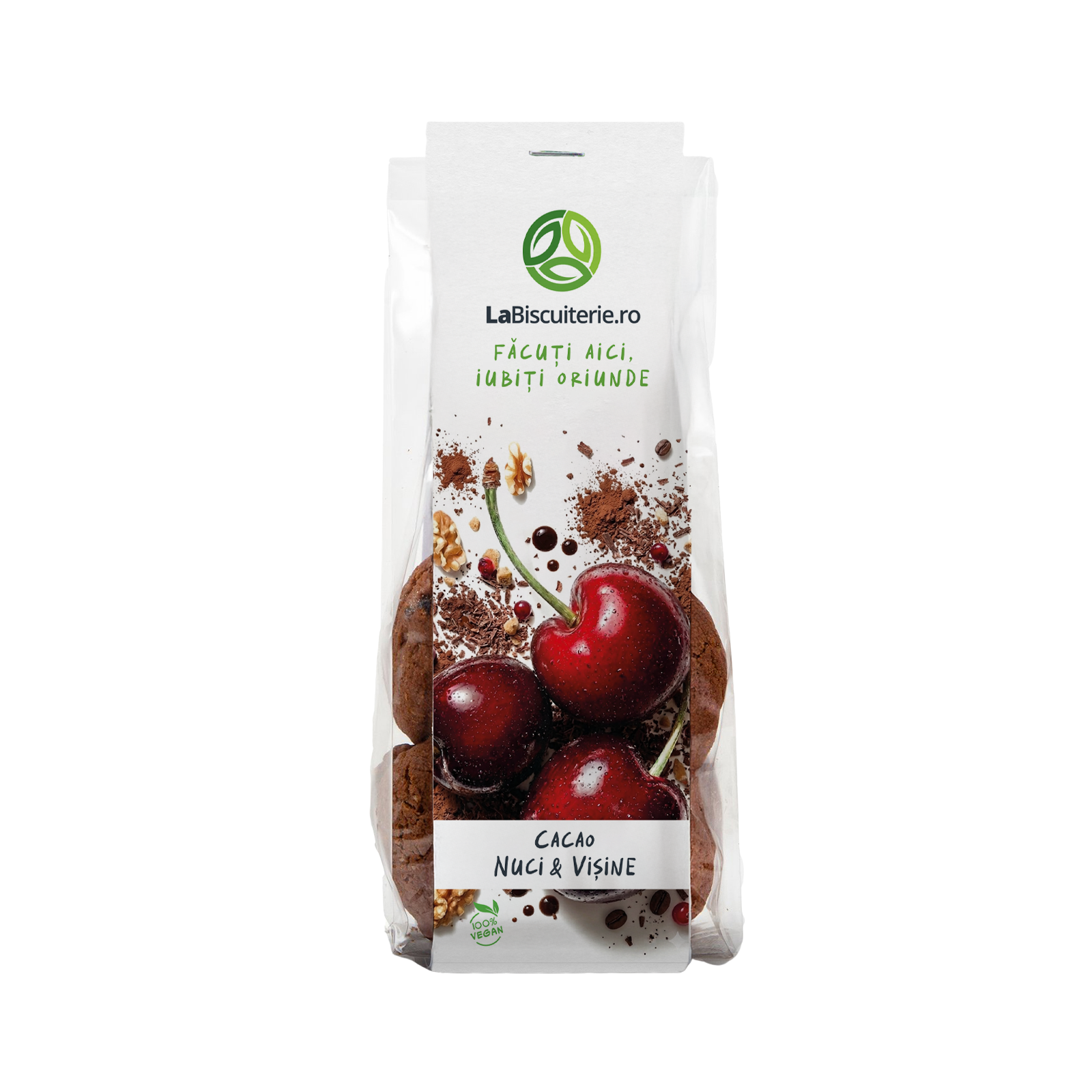 Biscuiţi cu cacao, nuci şi vişine