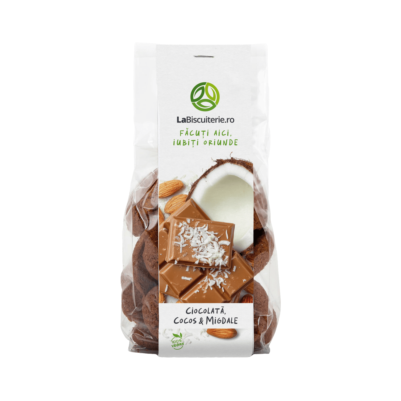 Biscuiţi cu ciocolată, cocos şi migdale