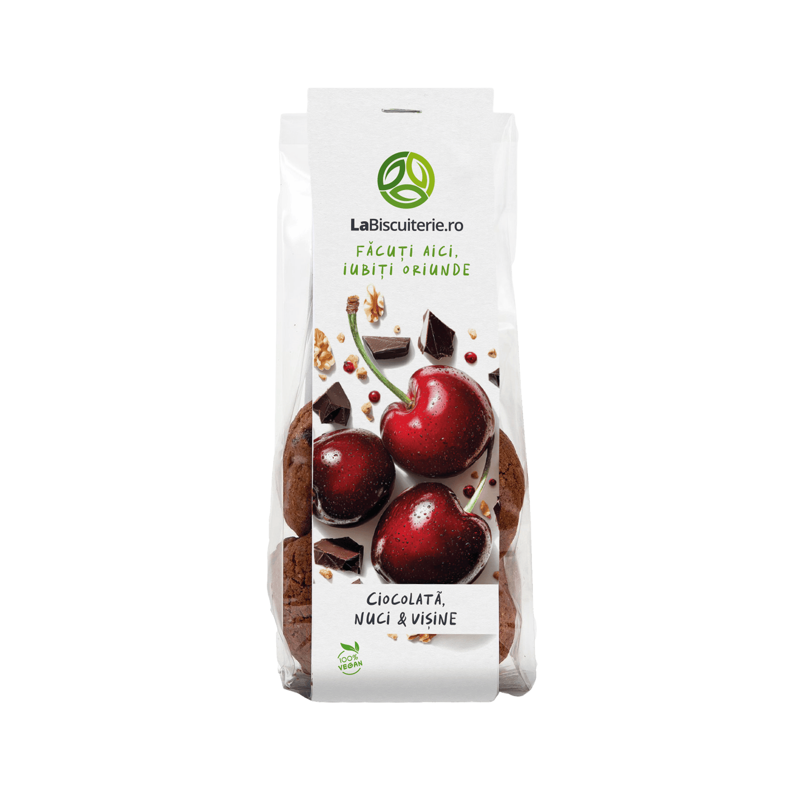 Biscuiţi cu ciocolată, nuci şi vişine
