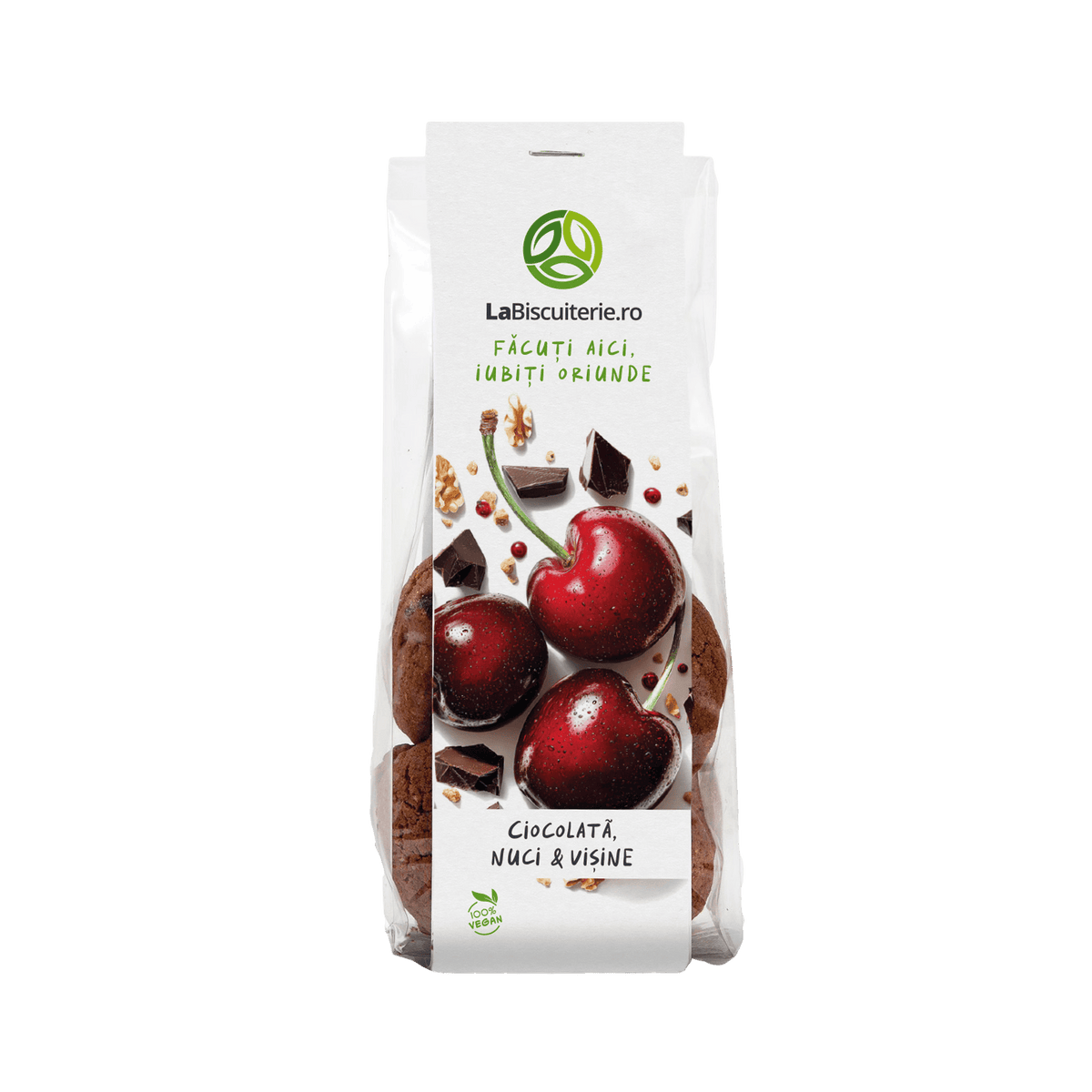 Biscuiţi cu ciocolată, nuci şi vişine