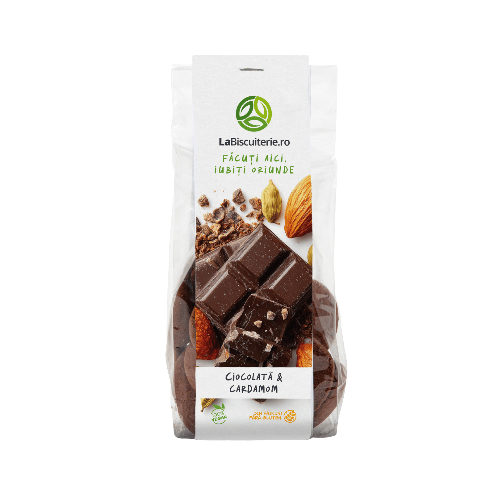 Biscuiţi fără gluten cu ciocolată şi cardamom 120g