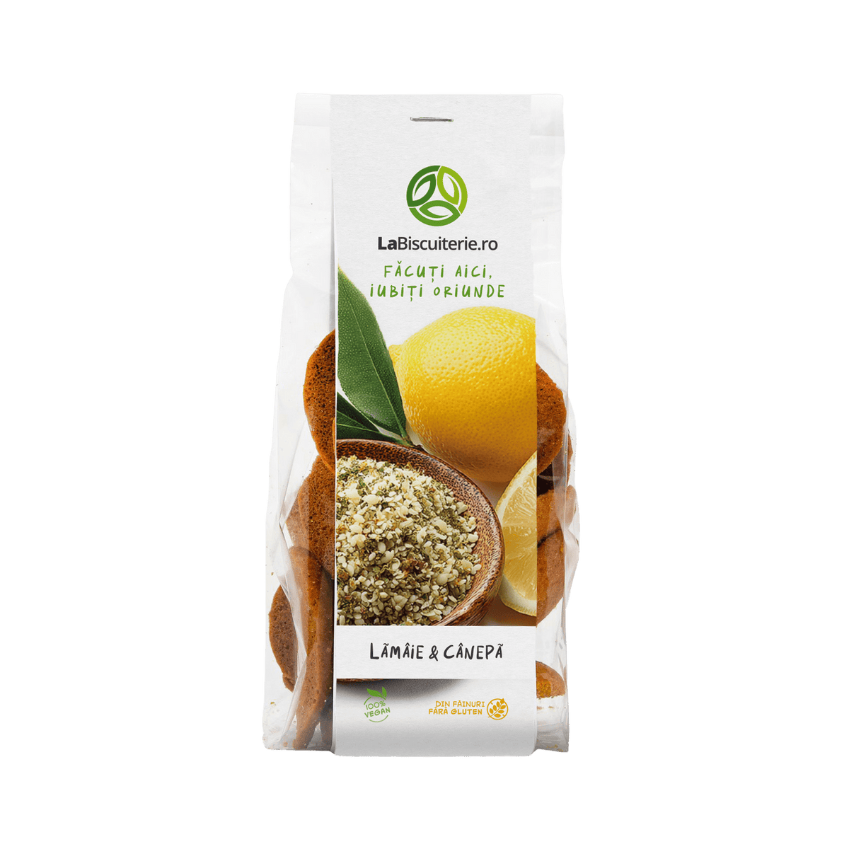 Biscuiţi fără gluten cu lămâie şi cânepă 120g