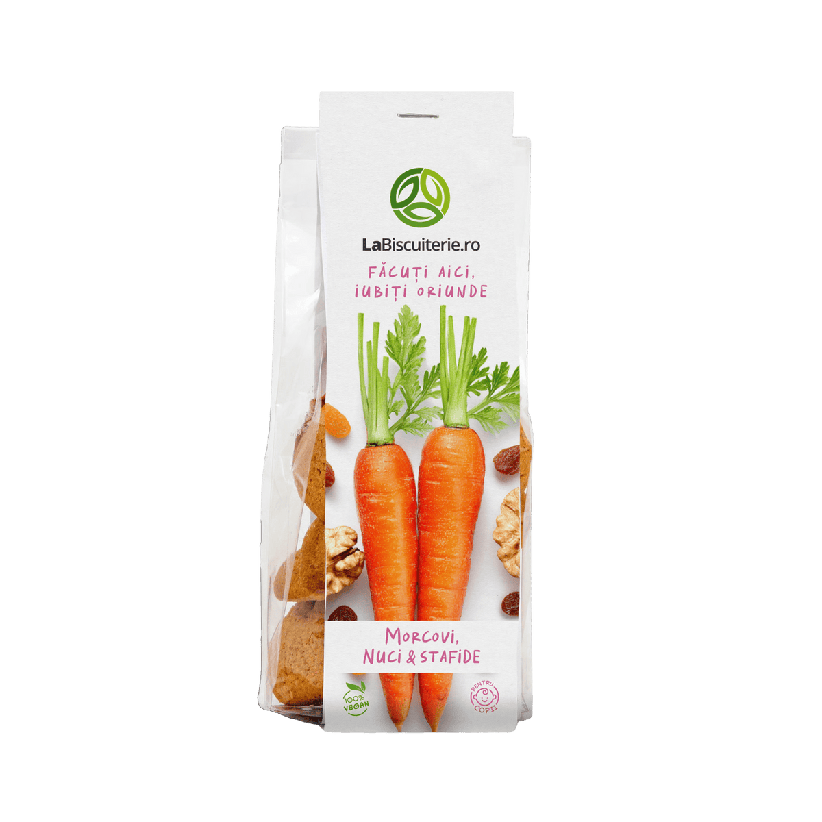 Biscuiţi vegani cu morcovi nuci şi stafide 120g